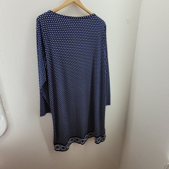 Michael Michael Kors Shift Dress Women's Plus Size 2X Blue Geometric Long Sleeve - Picture 2 of 12